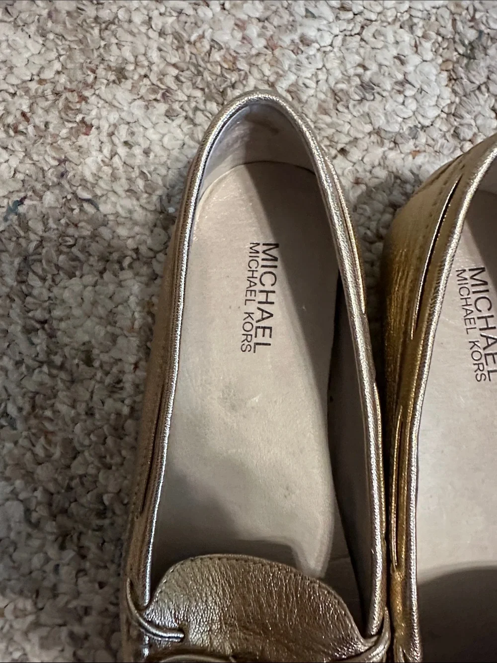 Michael Kors Daisy Mo Metallic Gold Leather Moccasin Loafers size size 8
